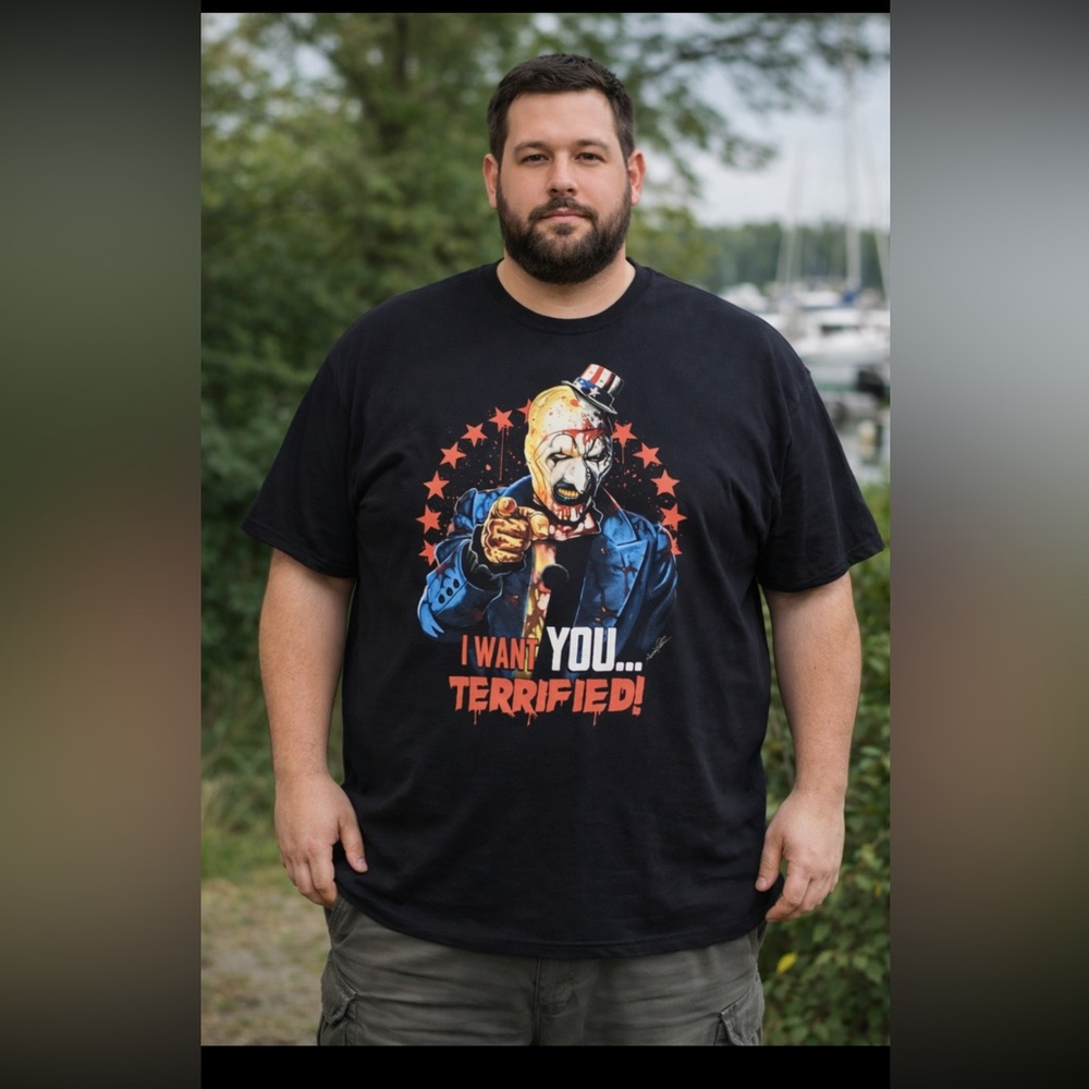 Terror Threads Terrifier Art the Clown Graphic T-Shirt 5XL Horror Tee Slasher